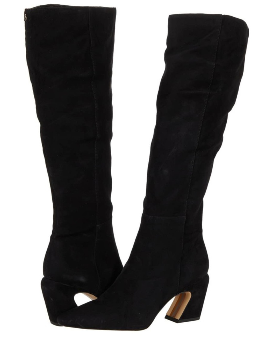 Sam Edelman Sulema Black Block Heel Pointed Toe Suede Knee High Boots 8.5 M